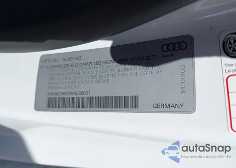 2017 Audi A7 3.0T Premium Plus z USA, uszkodzony, nr VIN WAUW2AFC9HN032601